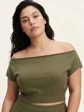 NWT Universal Thread Olive Green Off Shoulder Crop Top Women’s Sizes XS/M/L